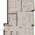Layout picture Apartment with 2 bedrooms 87.9 m2 in complex High Life