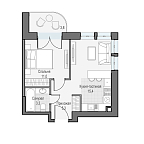 Layout picture Apartment with 1 bedroom 36.39 m2 in complex Dom Dostizhenie