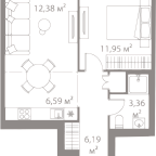 Layout picture Apartment with 1 bedroom 40.87 m2 in complex Life Varshavskaya