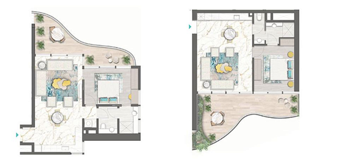 Layout picture 1-br from 741 sqft