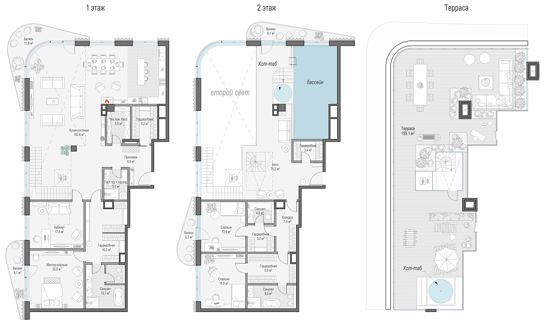 Layout picture Apartment with 3 bedrooms 352.7 m2 in complex Dom Lavrushinsky