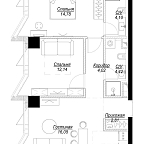 Layout picture Apartment with 3 bedrooms 61.66 m2 in complex Famous