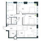 Layout picture Apartment with 3 bedrooms 89.5 m2