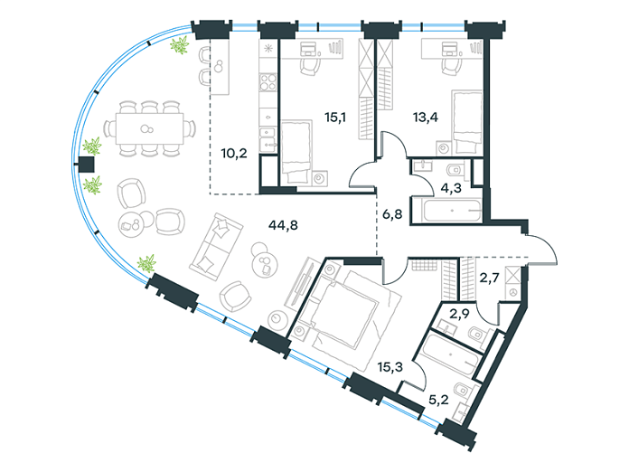 Layout picture 4-rooms from 109.4 m2