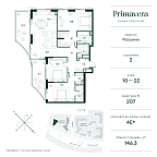 Layout picture Apartment with 3 bedrooms 132.2 m2 in complex Primavera