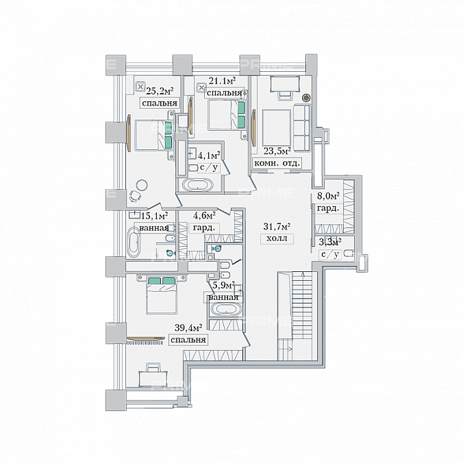 Layout picture 6-rooms from 223 m2