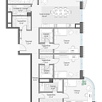 Layout picture Apartment with 2 bedrooms 124.2 m2 in complex Dom Lavrushinsky