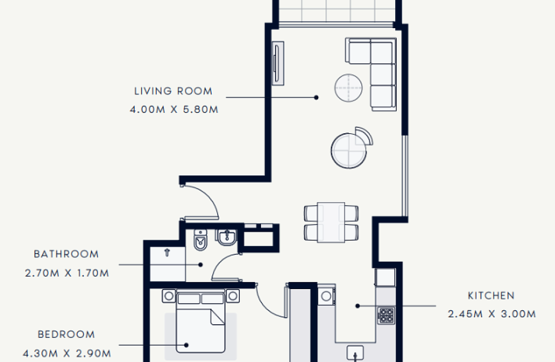 Flat 88.8 m2 in complex Azizi Riviera