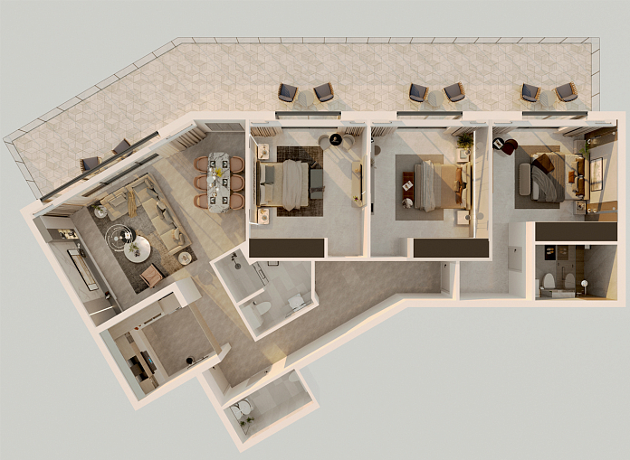 Layout picture 1-br from 890 sqft