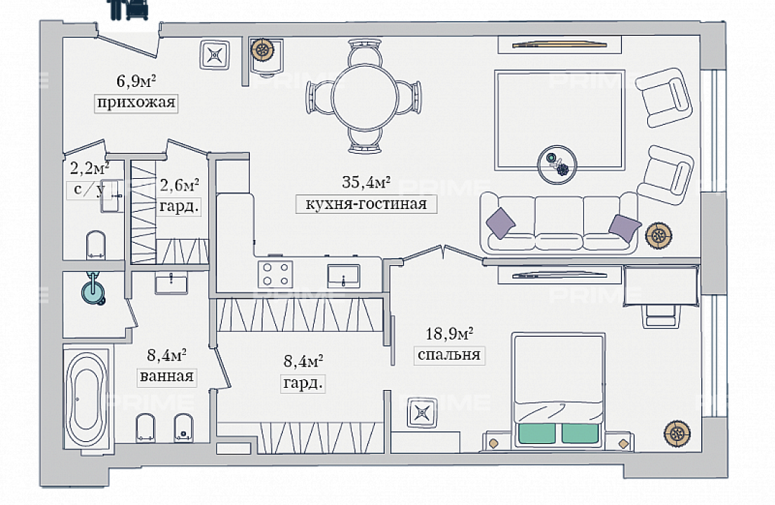 Apartments with 1 bedroom 82.8 m2 in complex Zvezdy Arbata