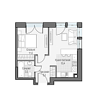 Layout picture Apartment with 1 bedroom 36.14 m2 in complex Dom Dostizhenie