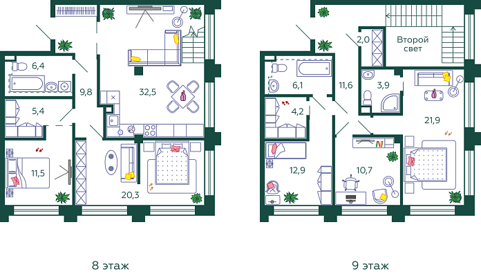Layout picture 6-rooms from 157.4 m2