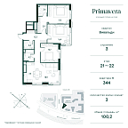 Layout picture Apartment with 3 bedrooms 100.2 m2 in complex Primavera