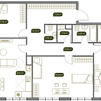 Layout picture Apartment with 4 bedrooms 129.4 m2 in complex West Garden