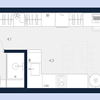 Layout picture Apartments with 1 bedroom 26.6 m2 in complex Logos