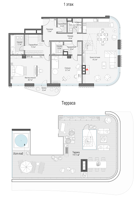 Layout picture 3-rooms from 82.8 m2