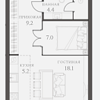 Layout picture Apartments with 1 bedroom 44.8 m2 in complex AHEAD