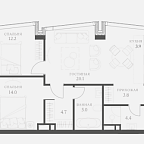 Layout picture Apartments with 2 bedrooms 68.4 m2 in complex AHEAD