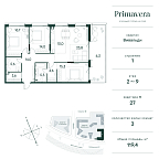 Layout picture Apartment with 3 bedrooms 119.4 m2 in complex Primavera