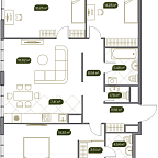 Layout picture Apartment with 4 bedrooms 96.2 m2 in complex West Garden