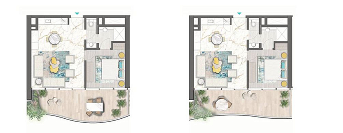 Layout picture 1-br from 741 sqft Photo 2