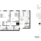 Layout picture Apartments with 2 bedrooms 88.7 m2 in complex Titul na Serebrjanicheskoy