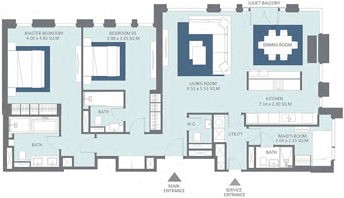 Layout picture 2-br from 1450 sqft