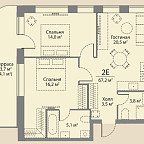 Layout picture Apartment with 2 bedrooms 75.3 m2 in complex Stories