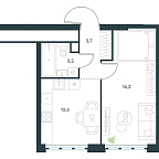 Layout picture Apartment with 1 bedroom 33.7 m2