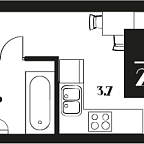 Layout picture Apartments with 1 bedroom 24 m2 in complex Deco Residence