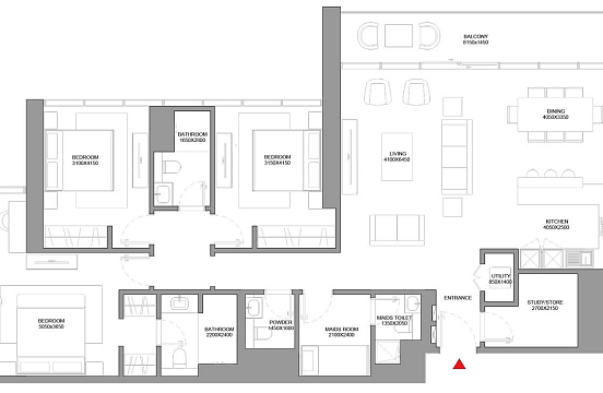 Layout Flat 126.9 m2 in complex Verde