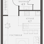 Layout picture Apartments with 1 bedroom 45.3 m2 in complex AHEAD