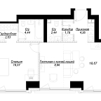 Layout picture Apartment with 1 bedroom 62.12 m2 in complex Hide