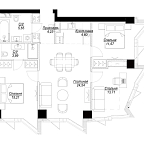 Layout picture Apartment with 3 bedrooms 83.6 m2 in complex Famous