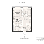 Layout picture Apartment with 1 bedroom 39.4 m2 in complex Stories
