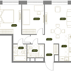 Layout picture Apartment with 3 bedrooms 68.4 m2 in complex West Garden