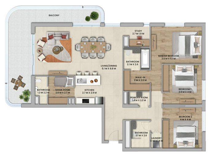 Layout picture 3-br from 2216 sqft