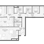 Layout picture Apartment with 3 bedrooms 119 m2 in complex Vrubelya, 4