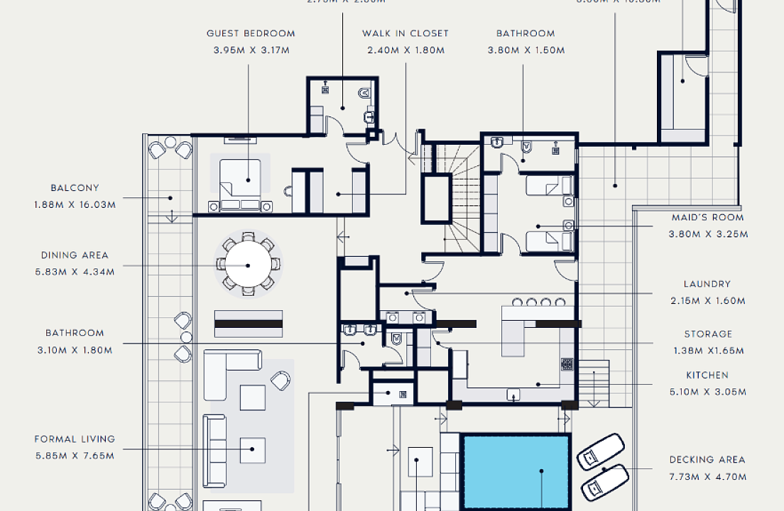 Flat 652.9 m2 in complex Azizi Riviera