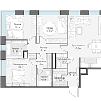 Layout picture Apartment with 3 bedrooms 102.1 m2 in complex West Garden