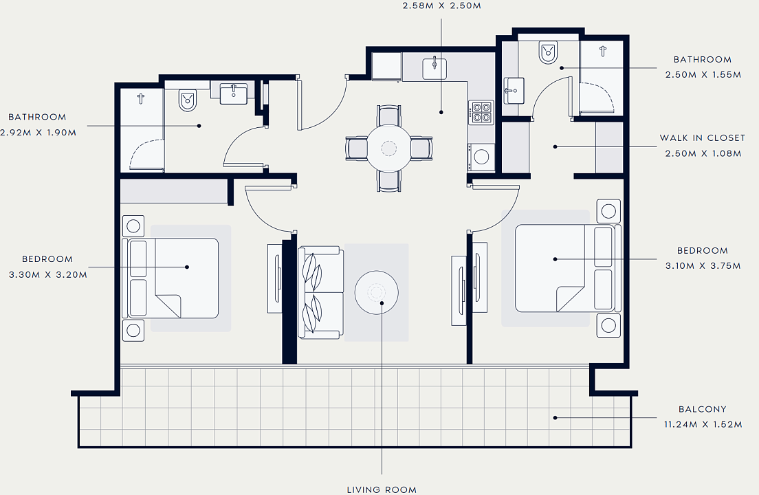 Flat 85 m2 in complex Azizi Riviera