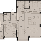 Layout picture Apartment with 3 bedrooms 171.3 m2 in complex High Life