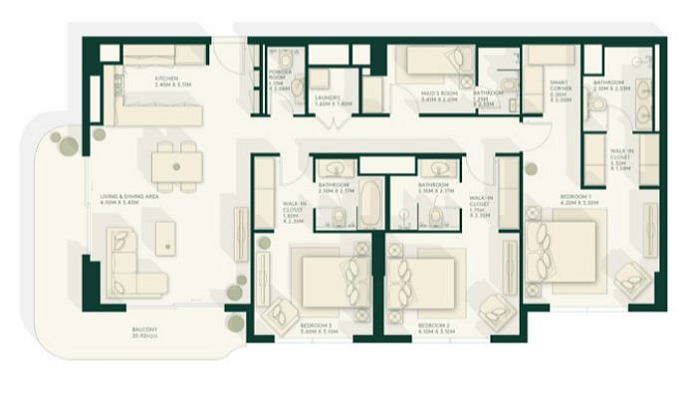Layout picture 3-br from 1657 sqft Photo 3