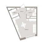 Layout picture Apartments with 1 bedroom 35.73 m2 in complex D'oro Mille