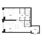 Layout picture Apartment with 1 bedroom 64.05 m2 in complex Republic