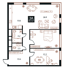 Layout picture Apartments with 2 bedrooms 90.2 m2 in complex West Tower