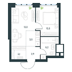 Layout picture Apartment with 1 bedroom 38.2 m2