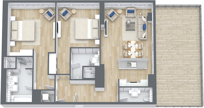 Layout picture 2-br from 1370 sqft