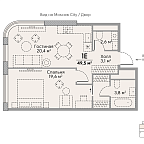 Layout picture Apartment with 1 bedroom 49.9 m2 in complex Stories