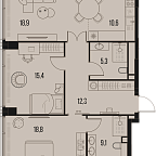 Layout picture Apartment with 2 bedrooms 90.4 m2 in complex High Life